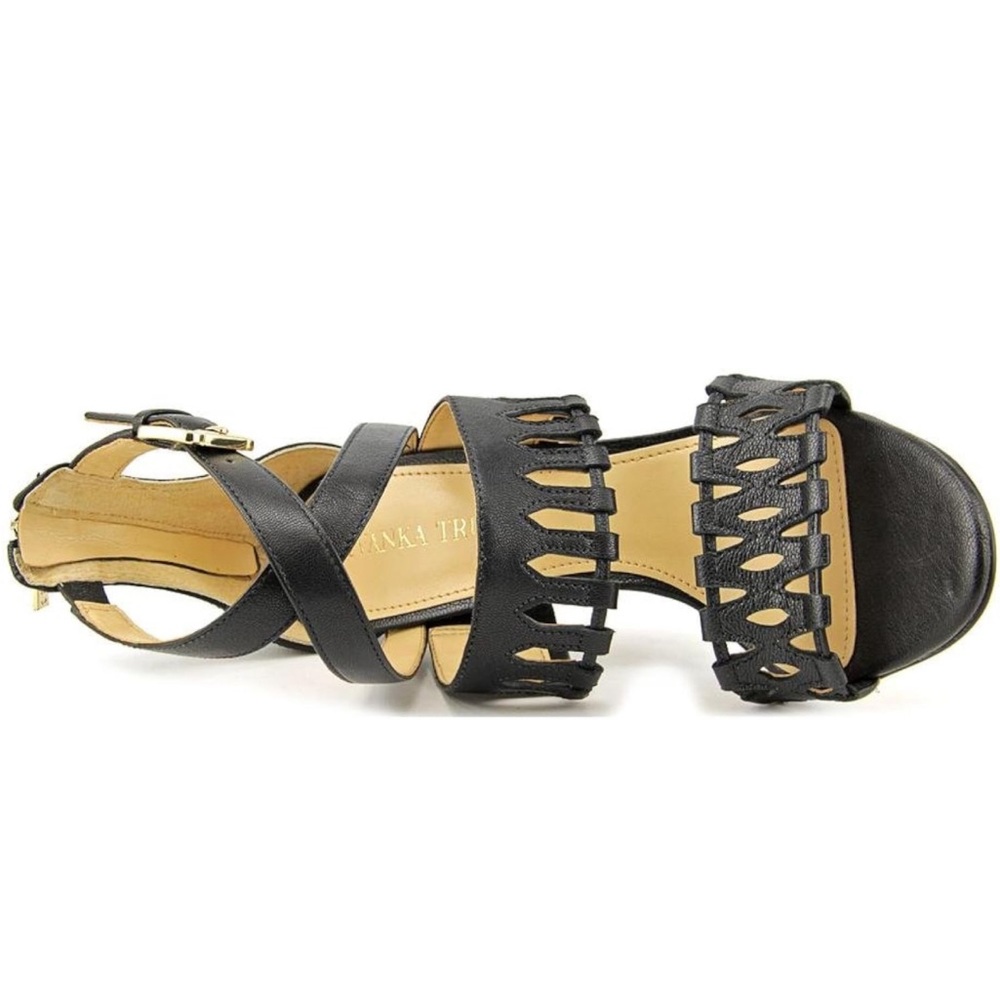 Ivanka Trump Womens Drita Black Leather Sandal 8.5 M